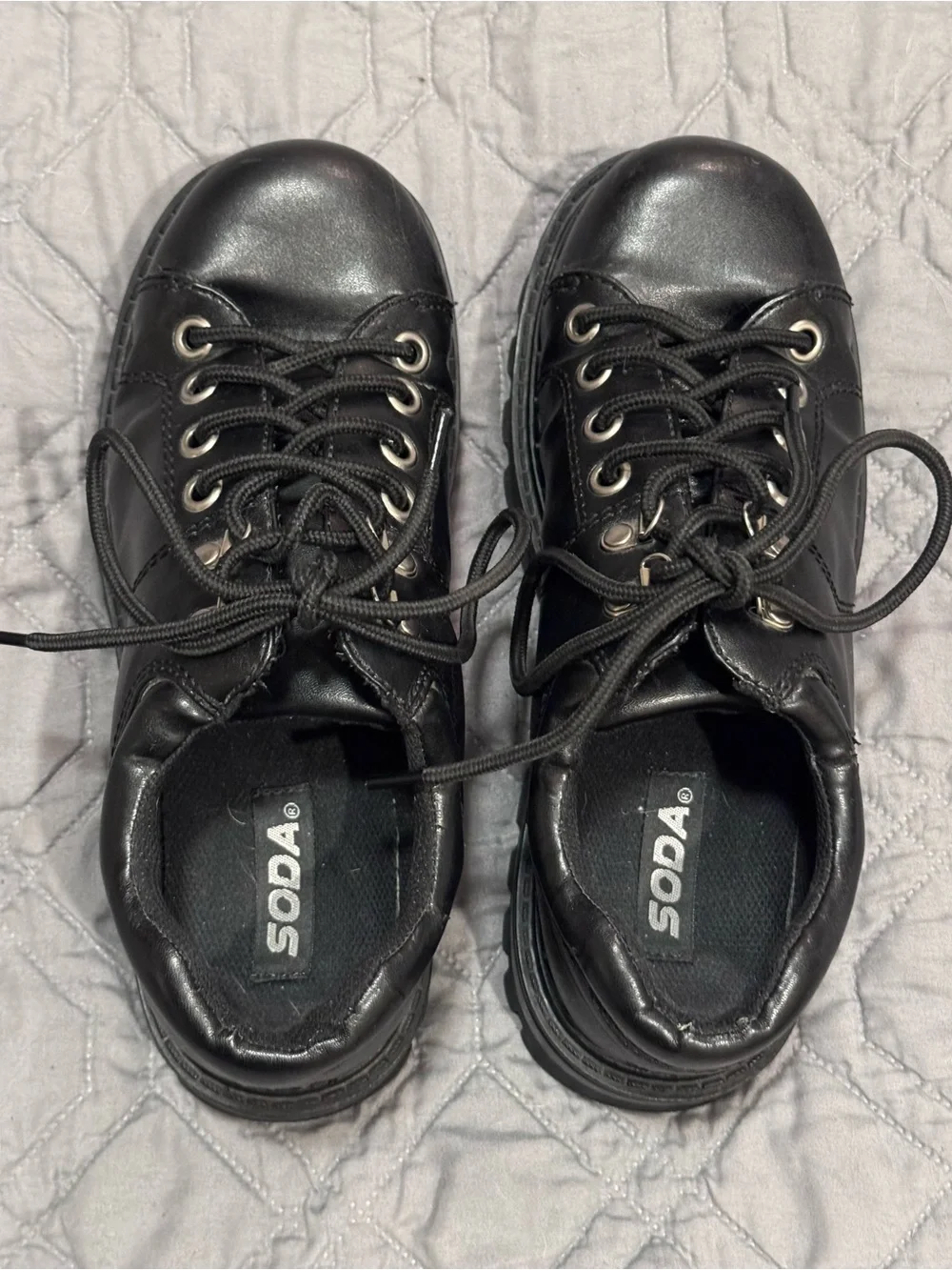 Soda Black Women's Lace-Up Platform Shoes